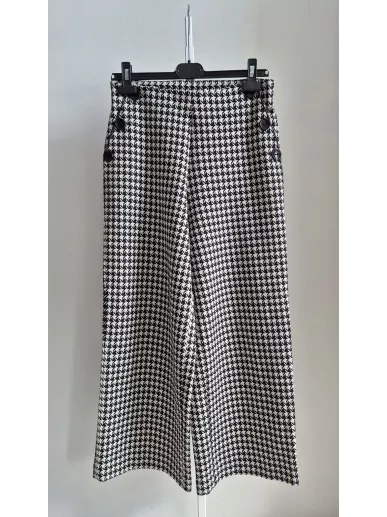 Spodnie culotte w pepitkę SEM PER LEI czarno-białe rozmiar 38/40 Made in Italy