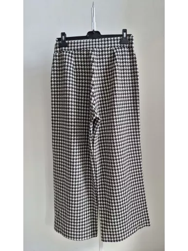 Spodnie culotte w pepitkę SEM PER LEI czarno-białe rozmiar 38/40 Made in Italy
