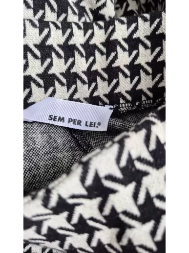 Spodnie culotte w pepitkę SEM PER LEI czarno-białe rozmiar 38/40 Made in Italy