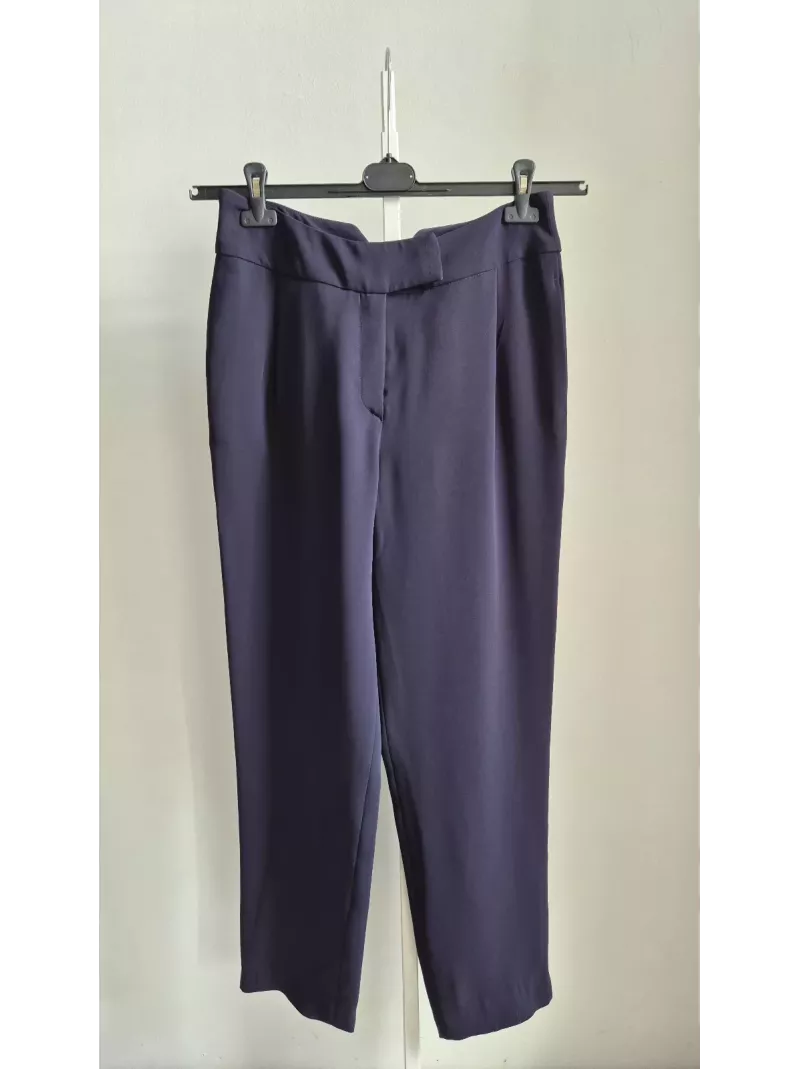 Patrizia Aryton granatowe eleganckie spodnie damskie z wysokim stanem rozmiar 38