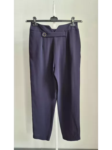 Patrizia Aryton granatowe eleganckie spodnie damskie z wysokim stanem rozmiar 38