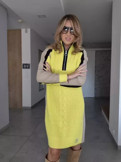 Ullrich Sportalm sweter-sukienka z wełną merino żółta