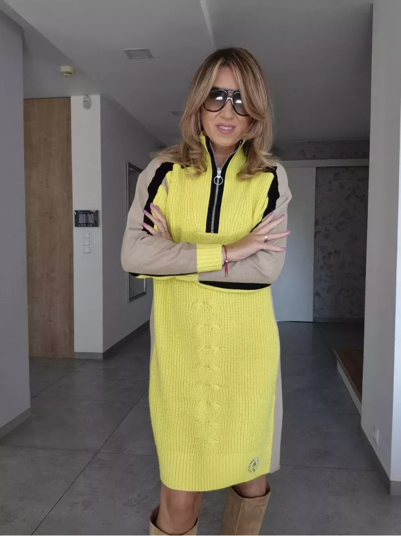 Ullrich Sportalm sweter-sukienka z wełną merino żółta