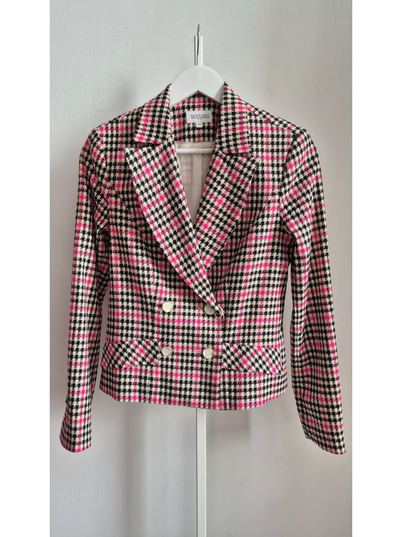 Taranko marynarka w kratę pink check r. 34 | Stylowy Komis