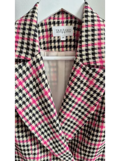 Taranko marynarka w kratę pink check r. 34 | Stylowy Komis