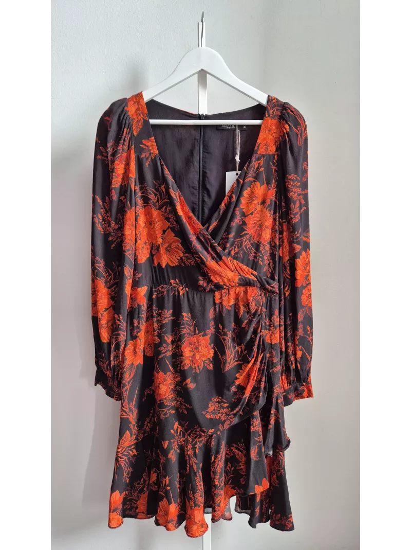 Taranko sukienka kopertowa w kwiaty czerń czerwień r.36 – Stylowy Komi