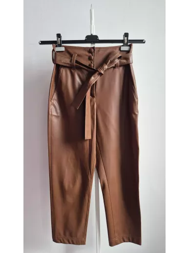 Liu Jo spodnie z ekoskóry brązowe z paskiem | Stylowy Komis