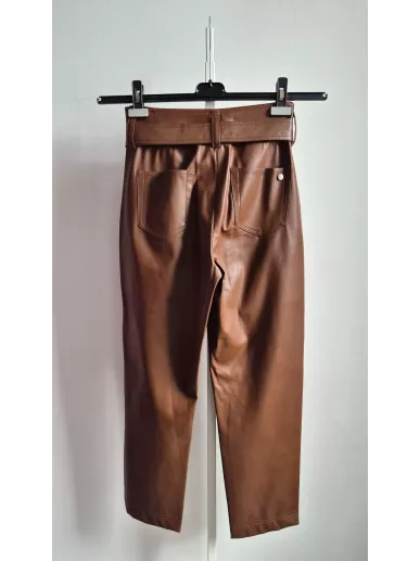 Liu Jo spodnie z ekoskóry brązowe z paskiem | Stylowy Komis