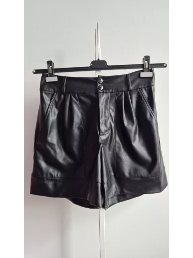 Pinko Biagio Shorts czarne szorty ze skóry ekologicznej Stylowy Komis