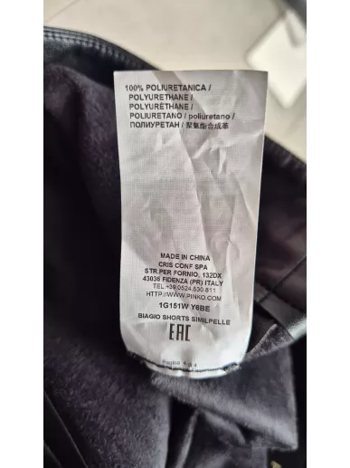 Pinko Biagio Shorts czarne szorty ze skóry ekologicznej Stylowy Komis