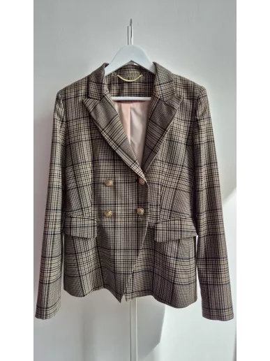 Żakiet w kratę księcia Walii ze złotymi guzikami | Stylowy Komis