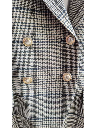 Żakiet w kratę księcia Walii ze złotymi guzikami | Stylowy Komis