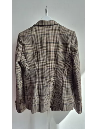 Żakiet w kratę księcia Walii ze złotymi guzikami | Stylowy Komis