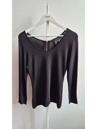 Czarny top John Richmond z logowanym pasem | Stylowy Komis