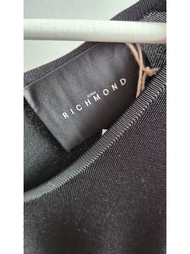 Czarny top John Richmond z logowanym pasem | Stylowy Komis