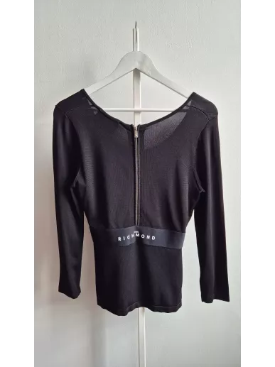 Czarny top John Richmond z logowanym pasem | Stylowy Komis