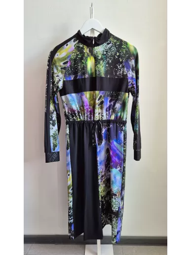 Sukienka Sportalm Flower midi czarna z printem – Stylowy Komis