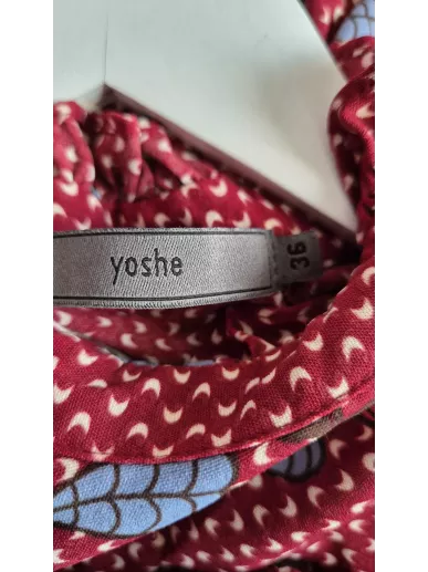 Sukienka midi Yoshé w kwiaty bordo falbany r. 36 – Stylowy Komis