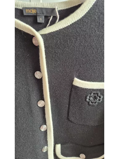 Maje kardigan czarno-ecru w stylu Chanel | Stylowy Komis
