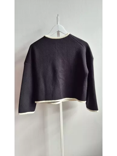 Maje kardigan czarno-ecru w stylu Chanel | Stylowy Komis