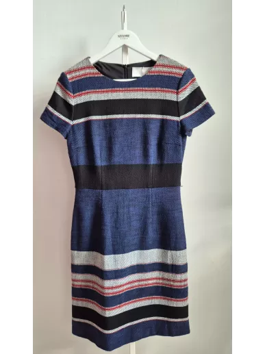 Hugo Boss sukienka w pasy granatowa r. 38 | Stylowy Komis