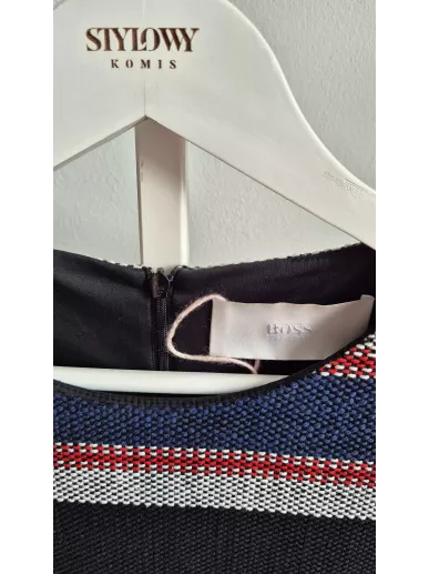 Hugo Boss sukienka w pasy granatowa r. 38 | Stylowy Komis