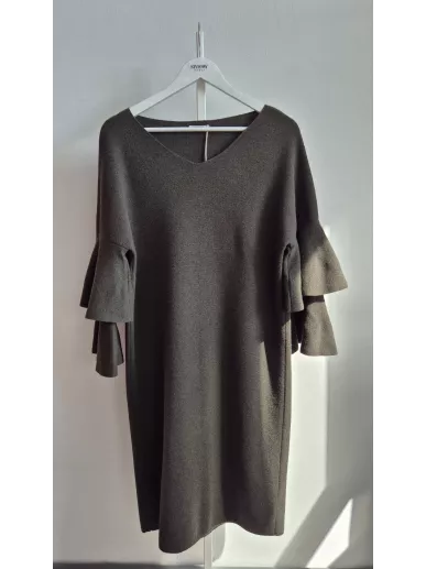 Deni Cler sukienka wełniana oliwkowa M – Stylowy Komis