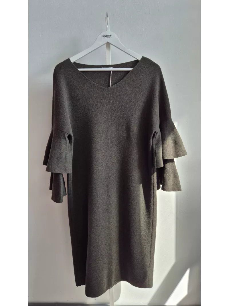 Deni Cler sukienka wełniana oliwkowa M – Stylowy Komis