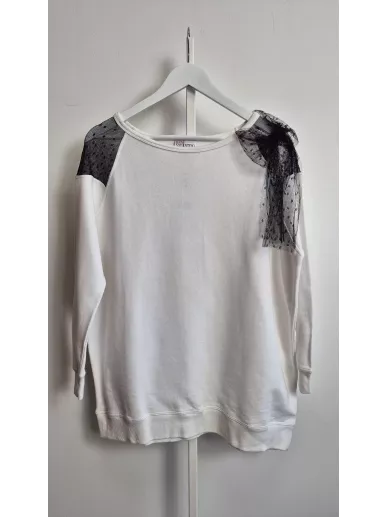 Red Valentino biała bluza z tiulem i kokardą M | Stylowy Komis