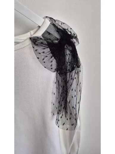 Red Valentino biała bluza z tiulem i kokardą M | Stylowy Komis