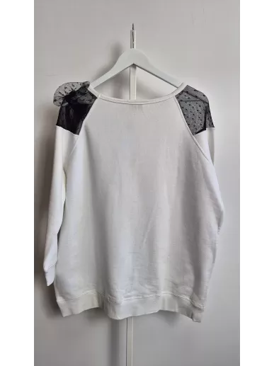 Red Valentino biała bluza z tiulem i kokardą M | Stylowy Komis