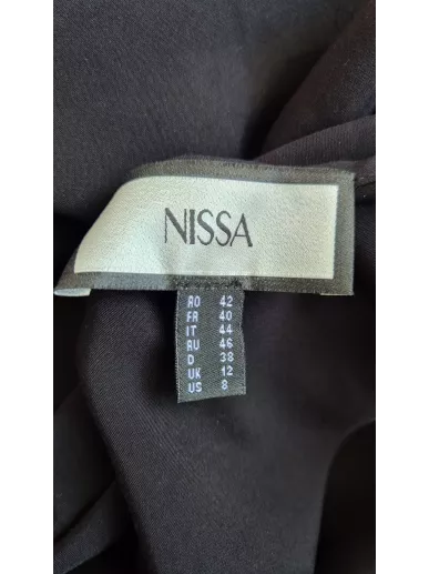 Jedwabna czarna bluzka Nissa z falbanami – Stylowy Komis