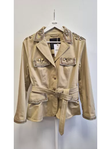 Ermanno Scervino beżowa marynarka zdobiona kryształami – Stylowy Komis