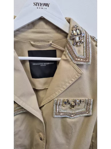Ermanno Scervino beżowa marynarka zdobiona kryształami – Stylowy Komis