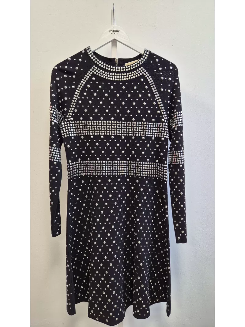 Michael Kors czarna sukienka z nitami aluminiowymi – Stylowy Komis