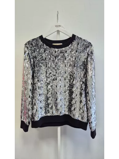 Sweter cekinowy MICHAEL Michael Kors srebrny | Stylowy Komis