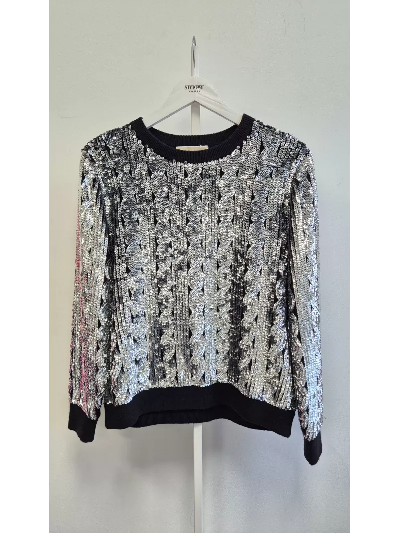 Sweter cekinowy MICHAEL Michael Kors srebrny | Stylowy Komis