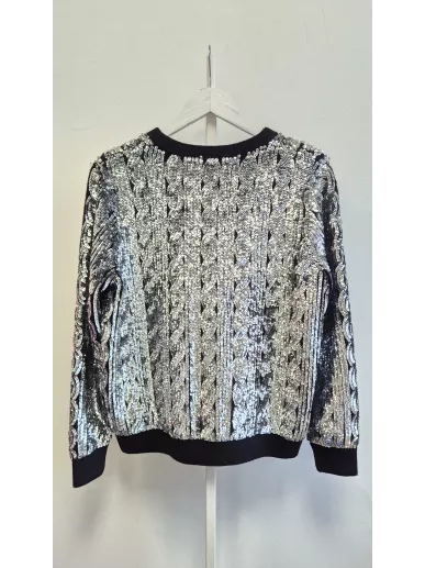 Sweter cekinowy MICHAEL Michael Kors srebrny | Stylowy Komis