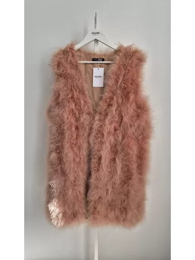 Twinset różowa futrzana kamizelka z piórami M – Stylowy Komis