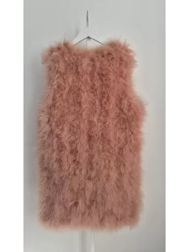Twinset różowa futrzana kamizelka z piórami M – Stylowy Komis