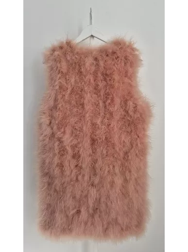 Twinset różowa futrzana kamizelka z piórami M – Stylowy Komis