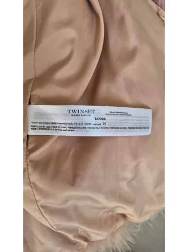 Twinset różowa futrzana kamizelka z piórami M – Stylowy Komis