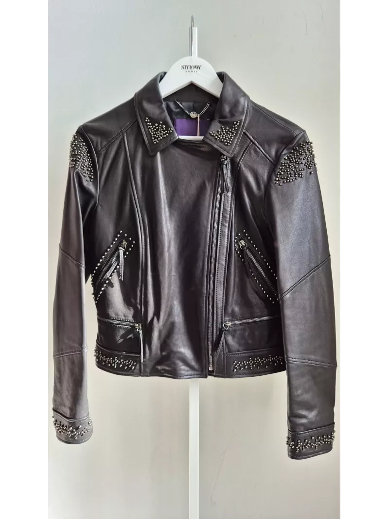Skórzana kurtka Laurel z ćwiekami czarna ramoneska | Stylowy Komis