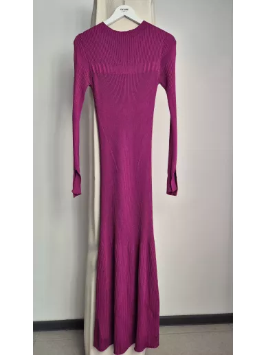 Patrizia Pepe fuksjowa dzianinowa sukienka midi z pszczółkami – Stylow