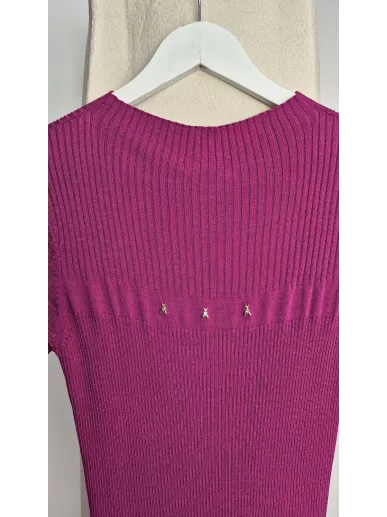 Patrizia Pepe fuksjowa dzianinowa sukienka midi z pszczółkami – Stylow