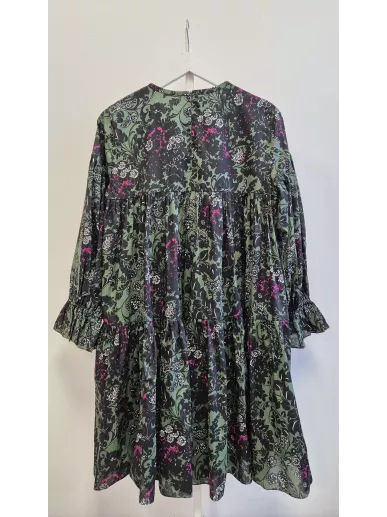 Sukienka bawełniana S MaxMara w kwiaty zielona czarna | Stylowy Komis