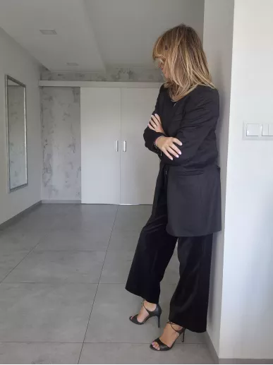 Aksamitne spodnie ’S MaxMara czarne r. 46 (PL 42) | Stylowy Komis