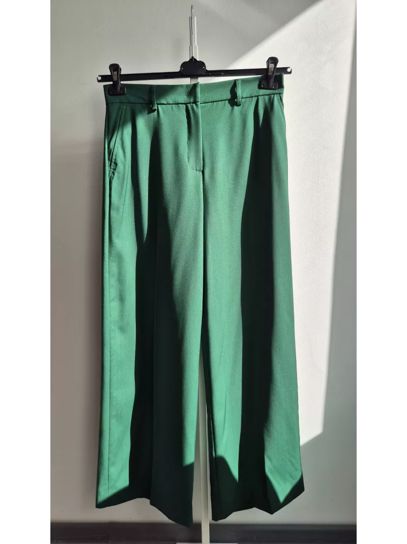 Spodnie z wełny dziewiczej MaxMara Weekend zielone culottes r. 44 IT