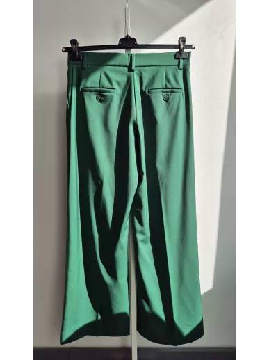 Spodnie z wełny dziewiczej MaxMara Weekend zielone culottes r. 44 IT