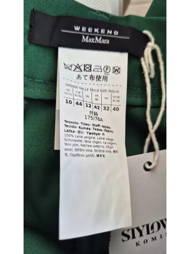 Spodnie z wełny dziewiczej MaxMara Weekend zielone culottes r. 44 IT